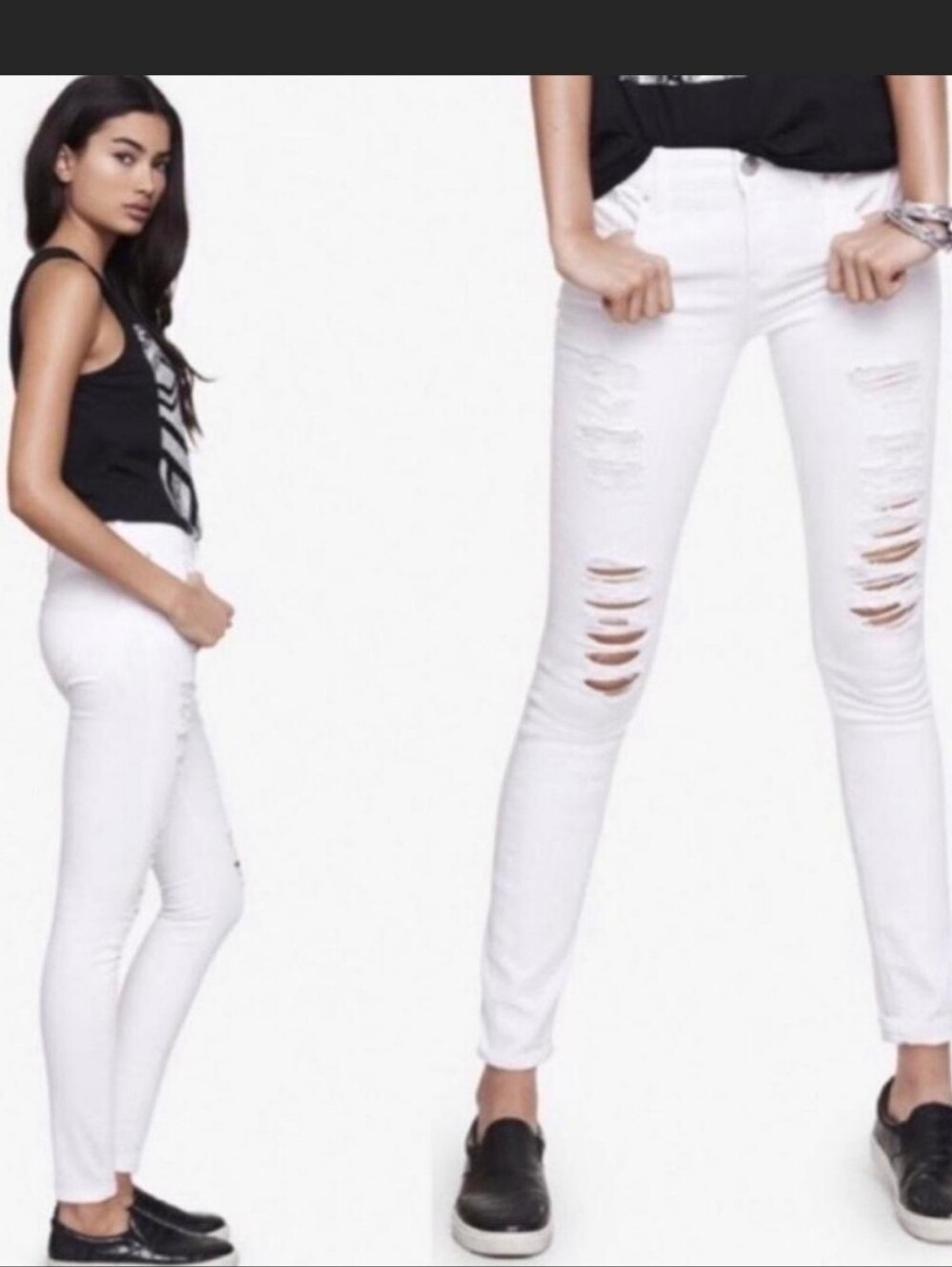 EXPRESS white jeans legging mid rise 4R